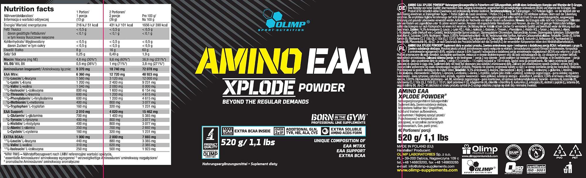 Olimp Amino EAA Xplode Powder (520g Dose) - MuscleBoost